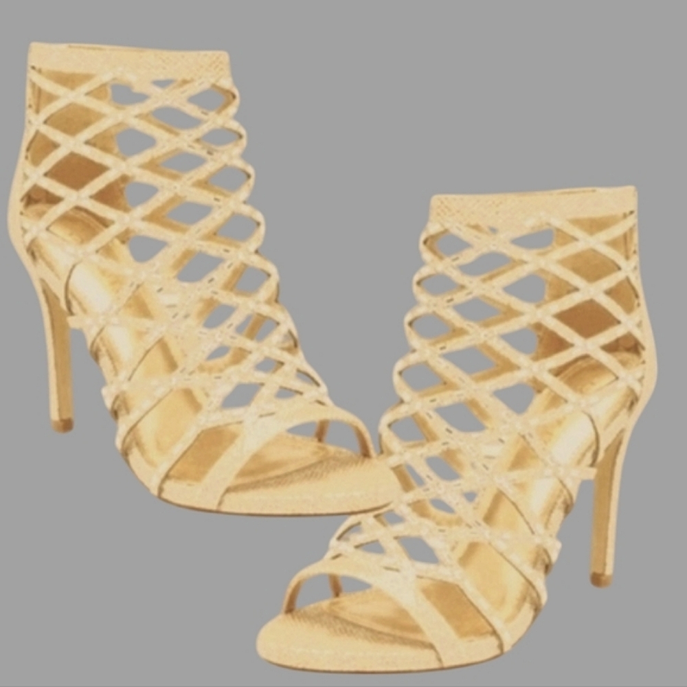 🆕Luxe Golden Rhinestone Caged Ankle Shoe-Bootie